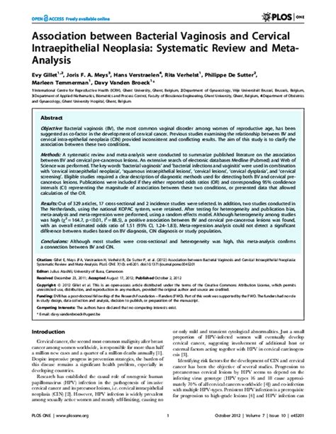 Bacterial Vaginosis and Cervical Intraepithelial Neoplasia: Is .